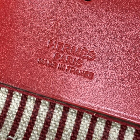 Auth HERMES Herbag Zip Cabin Bag - Beige Red Toile De Camp Vache Hunter D - Picture 7 of 16